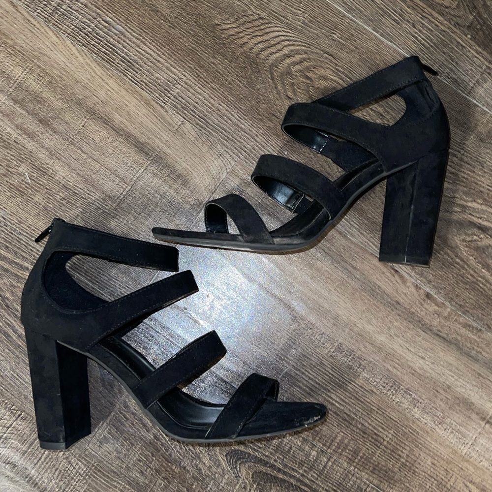 Candies Black strap heels
